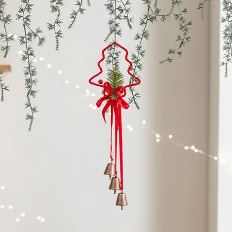 Clochette En Fer - Décoration De Noël Pour Porte, Cheminée, Fenêtre, Arbre De Noël - 35 X 11 Cm - Rouge - 1 Pièce (1/5)