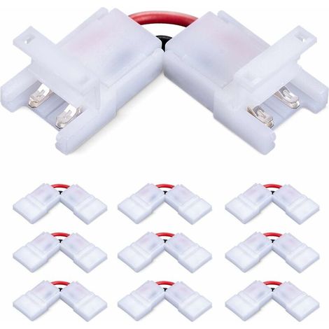 royaluxe - Connecteur Ruban LED à 2 broches pour coin angle droit 90 angle Tournage Connexion de 10mm Wide Simple couleur LED Strip Bande, Raccord Forme de L, Pack de 10 (1/5)