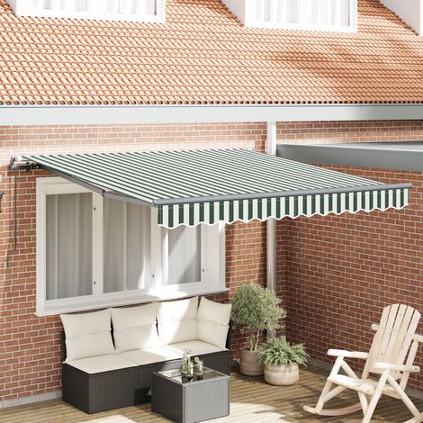vidaXL Manuelles ausziehbares Sonnensegel in Grün und Weiß, 350 x 250 cm (1/5)