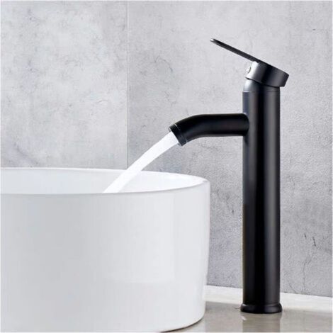 Robinet Noir Mat Cuivre Mitigeur Lavabo Salle de Bain Robinet Eau Chaud Froid Mate Bassin Robinetterie élégante et design rétro robinet de Levier Monotrou Vasque Durable (1/4)
