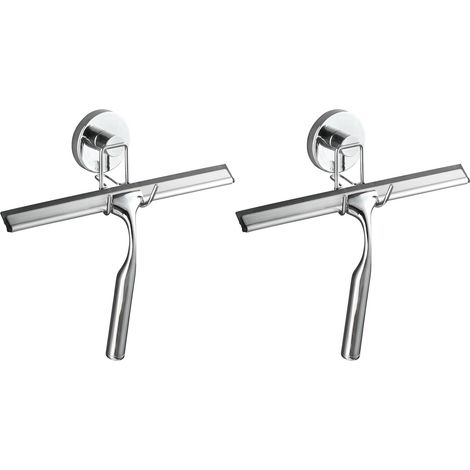 WENKO Vacuum-Loc® Duschabzieher 2er Set, Befestigen ohne bohren, Silber glänzend, Stahl chrom, Edelstahl rostfrei glänzend (1/3)