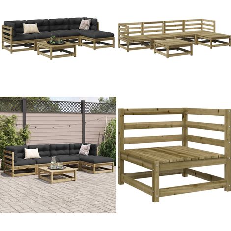 Salon de jardin 6 pcs bois de pin imprégné - Ensemble Salon De Jardin - Mobilier De Jardin - Canapé Extérieur - Meubles De Jardin - Salon De Patio - Home & Living (1/5)