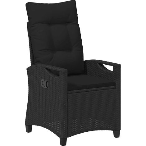 Verstellbarer Gartenstuhl Schwarz 56 x 60 x 112 cm Poly-Rattan vidaXL