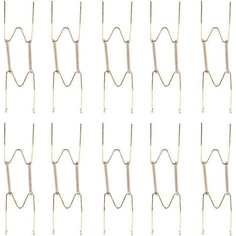 Lot de 10 supports invisibles à ressort pour assiettes et plateaux, de 20 cm (dorés), à suspendre au mur (8 pouces).-19.00X5.00X1.00CM-Golden (1/2)