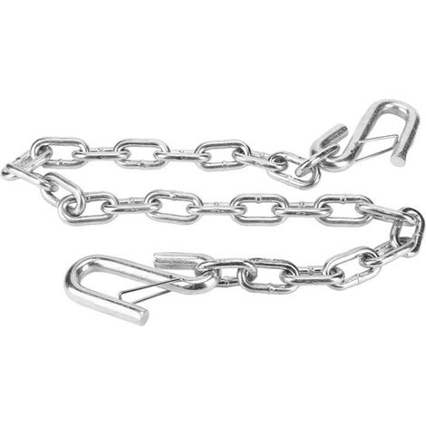 Chaîne de sécurité pour remorques, chaîne de remorquage de 99 cm de long avec doubles crochets à ressort, capacité de charge de 1588 kg, chaîne de sécurité avec mousqueton pour remorques. (1/5)