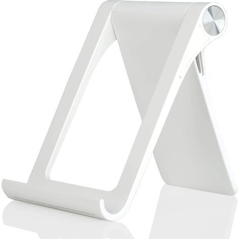 Supporto per telefono regolabile multi-angolo per iPhone 16, 15, 14, 13, 12, 11 Pro Max, XS, XR, 8 Plus, 6, 7, Samsung Galaxy S22, S21, S10, S7 Edge, S6, Android (bianco) (1/5)