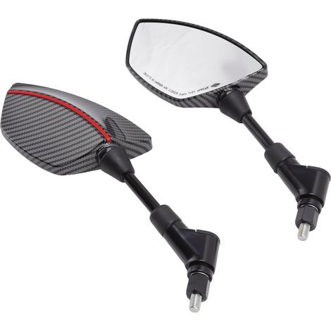 Paire de rétroviseurs de moto, rotation à 360°, verre convexe, universels pour scooters et quads, base de 8 mm, rouge (1/5)