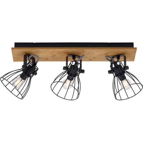 Plafoniera in legno plafoniera lampada da soggiorno orientabile 3 lampadine H 21cm (1/5)