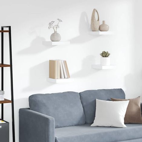 vidaXL Estantes flotantes de pared 4 uds MDF blanco 23x23,5x3,8 cm (1/5)