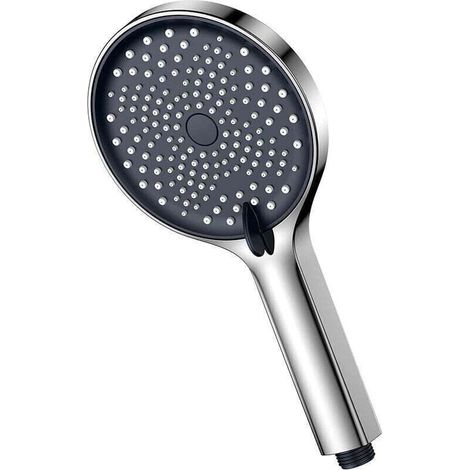 Pommeau de douche à 3 pulvérisations avec économie d'eau, pommeau de douche haute pression avec grande douche à effet pluie, économie d'énergie, pommeau de douche noir/chromé (1/4)