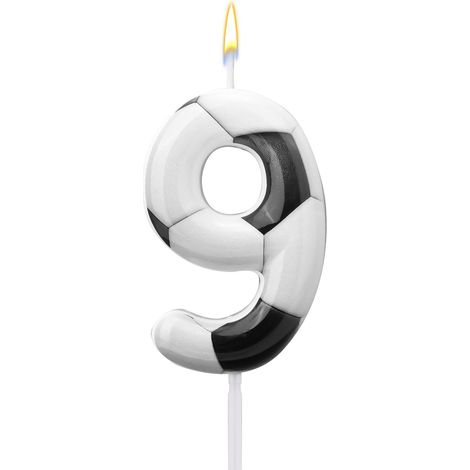 Football Bougie, Bougie Numéro Anniversaire Décoration Gâteau Football Gâteaux à Thème Sportif pour Garçons Filles Fournitures Décoration Fête D'Anniversaire (Numéro 9)