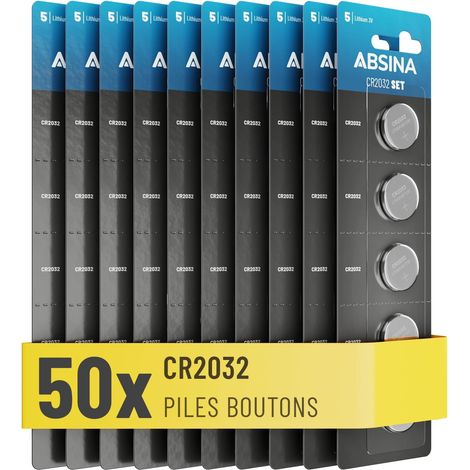 50x Pile CR2032 3V Lithium - Piles 2032 Lithium 3V Longue durée & étanches - Piles CR2032 pour clés de Voiture etc. - Pile CR 2032 Pile Bouton (1/5)