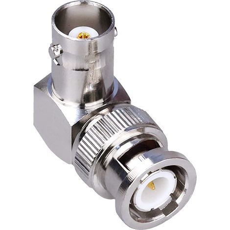 Adaptador BNC acodado macho a hembra  Gris