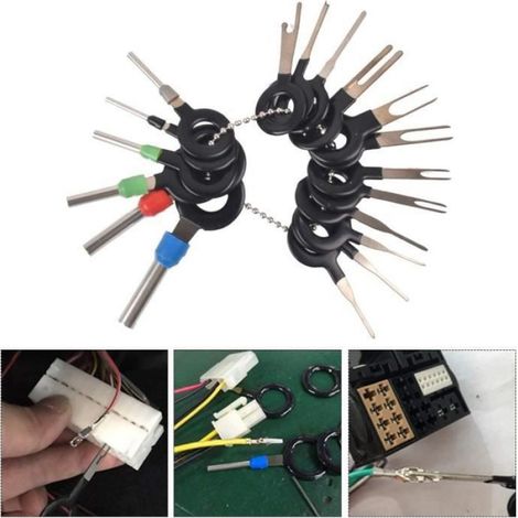 Kit de 21 extracteurs de cosses pour connecteur serti de câblage électrique (1/4)