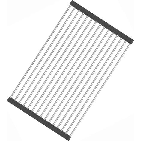 Égouttoir à vaisselle enroulable en acier inoxydable pour évier – Support de séchage pour vaisselle et tasses (1/5)