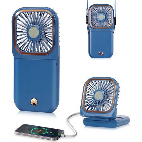 Mini ventilador, ventilador portátil, ventilador de escritorio, pequeño ventilador personal de tres velocidades, azul (1/5)