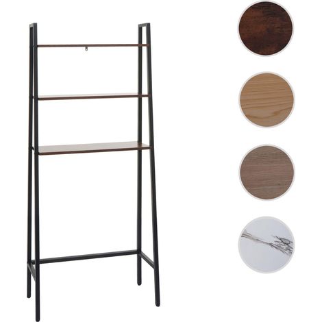 Étagère HWC-K82 - Étagère de salle de bain Étagère pour machine à laver Étagère échelle - Industrial métal bois 155x64x25cm - a (1/5)
