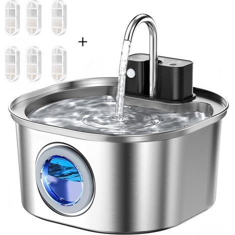 Fontaine à eau automatique pour chat et chien 3 L – Acier inoxydable, capteur sans fil, bol distributeur intelligent pour animaux de compagnie (1/5)