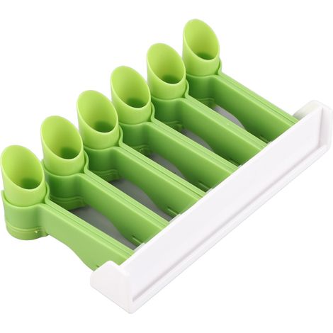 Schwenkbarer Gewürzbeutelhalter mit Clip für die Küchenwand, 6 Löcher, Reingrün, Einheitsgröße (1/5)