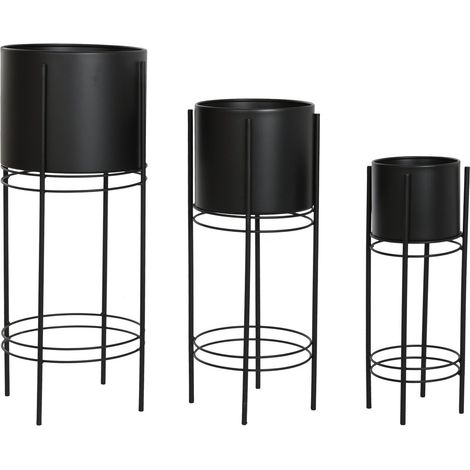 Macetero Set 3 Metal 30X30X70 Negro MC205973 (1/3)