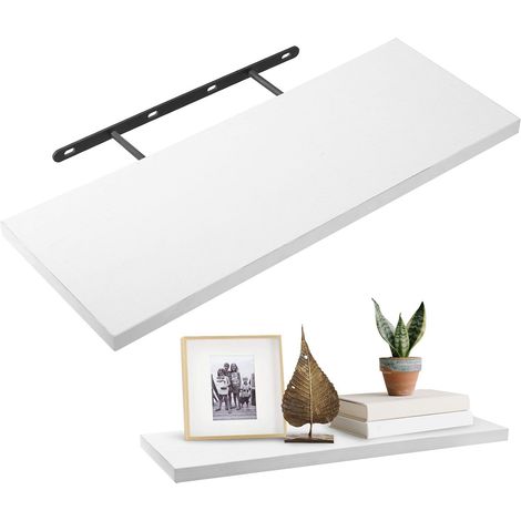 Étagère Murale Flottante - 1 Unité - MDF Laqué Blanc - Rangement Gain de Place - Salon Chambre Cuisine Bureau - 40 x 15 x 1,5 cm (1/5)