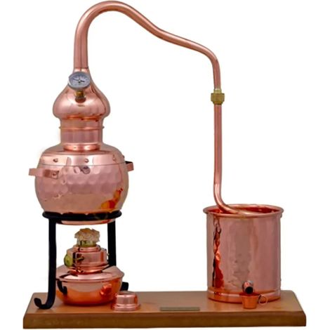 Destille, Destilliergerät, Destillationsapparatur - Alembic Set Premium, mit Spiritusbrenner und Thermometer, 0,7L (1/5)