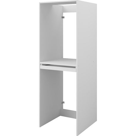 Meuble pour machine à laver et sèche-linge – Blanc – L64 x H184 cm – ERKANO (1/4)