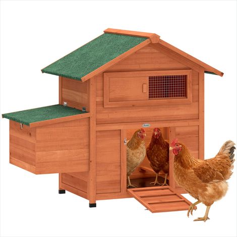 Poulailler en bois avec pondoir et perchoir toit en bitume Orange (1/5)