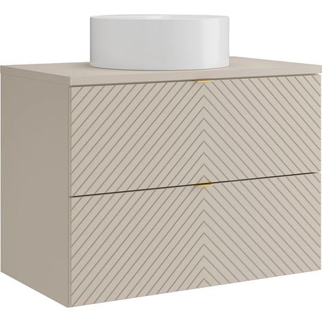 Mobile bagno sospeso con lavabo da appoggio rotondo Beige 80 cm - DORIONI (1/5)