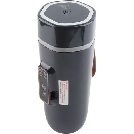 Bouilloire électrique de voyage 350 ml avec affichage numérique, antidérapante, étanche et portable, idéale pour les activités de plein air (24 V, 140 W), coloris noir et bleu.