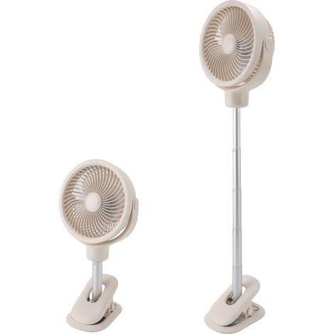 Telescopic oscillating desk fan, 4 speeds, quiet, USB rechargeable, small portable stand with LED night light for home, camping and office (1/5)