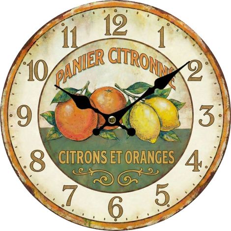 Reloj de pared vintage naranjas y limones crudo 34 cm (1/5)