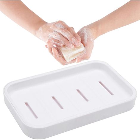 (Blanc) 1Pcs Porte-Savon,Repose Savon,Porte-Savon Double Couche,Porte Savons Plastique étanche,économiseur de Savon pour la Douche,Égouttez et Gardez au Sec,pour Baignoire,évier de Cuisine.