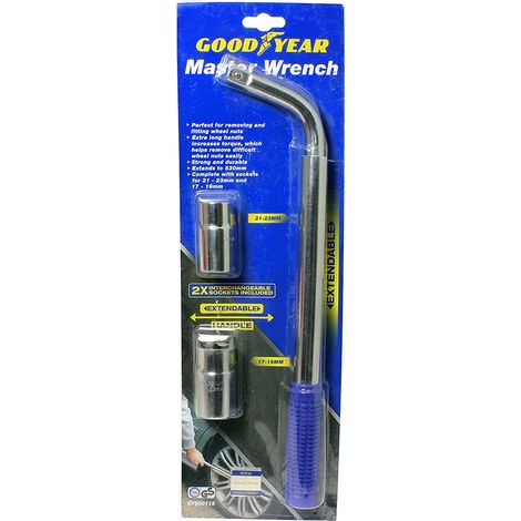 Goodyear Wheel Brace Wrench Extendable Tyre 17mm 19mm 21mm 23mm Socket 900115