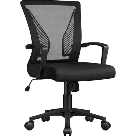 Chaise Bureau avec Siège Dossier en Maille Respirante Hauteur Réglable Fauteuil d'Ordinateur Inclinable à roulettes Pivotantes Charge 136kg Noir (1/5)