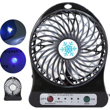 Ventilateur de bureau portable rechargeable USB pour bébé, voiture et lit - Noir (1/5)