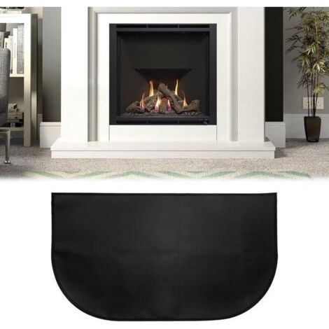 Tapis de Cheminée, Tapis De Protection Anti Feu, Tapis Ignifuge Devant De Cheminee, Tapis Anti Feu Devant Cheminee, Demi-Rond pour Cheminée, Poêle, Barbecue, Noir (102x50) (1/5)