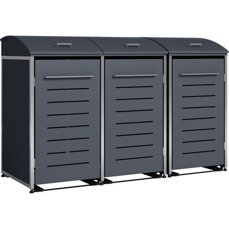 Mülltonnenbox KIEL 211x83x136cm für 3x Tonne 120 und 240 Liter, Stahl anthrazit + Edelstahl (1/5)