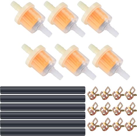 24 Pièces Kit de Clips de Ressort de Ligne de Filtre à Carburant Ligne, 6 Pièces Filtre à Essence, 6 Pièces Tuyau de Carburant, 12 Serrage de Tuyau pour Voiture (Jaune 24) (1/5)