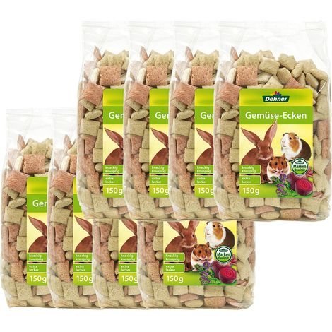 Dehner Spuntino per roditori, cibo per conigli/roditori, angoli di verdure croccanti, 8 x 150 g (1,2 kg) (1/3)