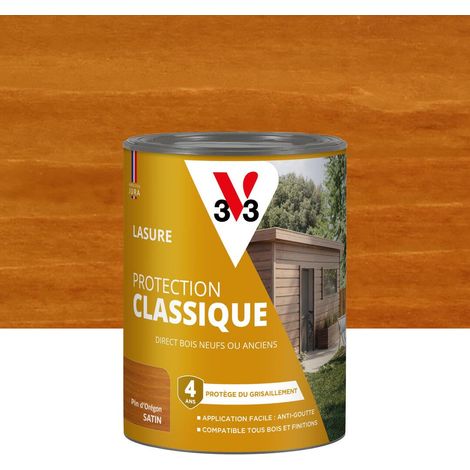 Lasure Bois extérieur Pin d'Orégon - Protection Classique 4 ans - Protège du grisaillement - Direct bois neufs ou anciens - Texture anti-goutte - 0,75L (1/5)