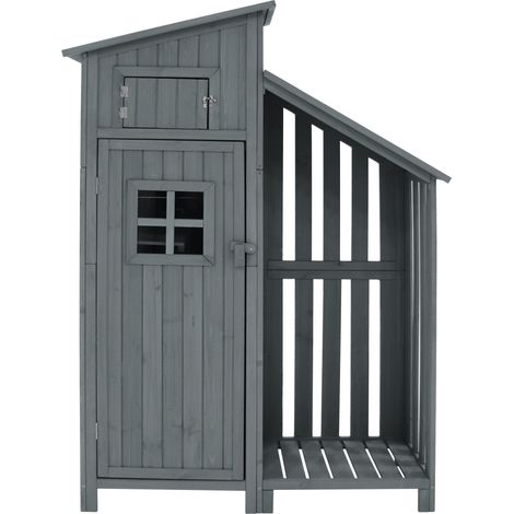 Abri de jardin, armoire de jardin, cabanon de rangement, armoire à outils, L x P: 124x46 cm, L x P x H: 124x46x174cm, convient aussi aux petits jardins, gris, (cabane en bois, 1 pièce, abri de jardin)