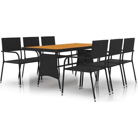 Maison Exclusive - Set da Pranzo per Esterni 7 pz in Polyrattan Nero (1/5)