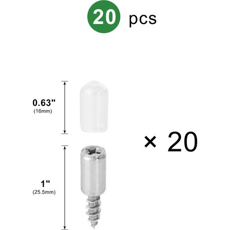 (Argent 20 pièces - 2,5 cm) 20 vis autotaraudeuses en métal et fer pour étagères flottantes en bois et en verre, compatibles avec meubles, armoires et placards. (1/5)