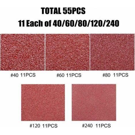 Disque de Ponage Feuilles Abrasives Triangle Disques Abrasifs 80 x 80 x 80 mm Grain 6080100120240 pour Ponceuse 55 PCS (1/4)