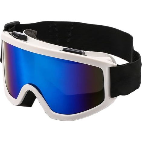 Occhiali da motocross per adulti, adatti per motocross, ATV e moto, con protezione UV, ideali per moto, sci e snowboard - colore bianco. (1/5)