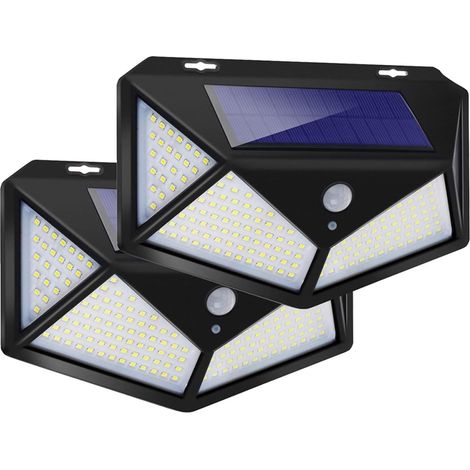 Lampes Solaires Extérieures, Freeas 180 LED Lampe Solaire Détecteur de Mouvement Applique Murale Lampe de Sécurité Étanche avec Poteau Réglable à 180° pour Mur Extérieur, Jardin, Rue, Porche