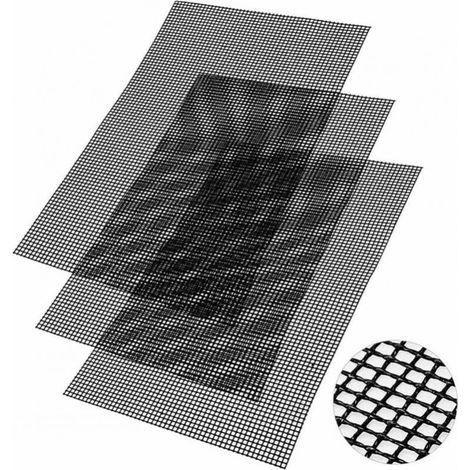 40 x 33 cm Set of 3 Reusable Non-Stick Mesh BBQ Grill Mats Heat Resistant Teflon Barbecue Mat for Grilling Meat, Vegetables (1/5)