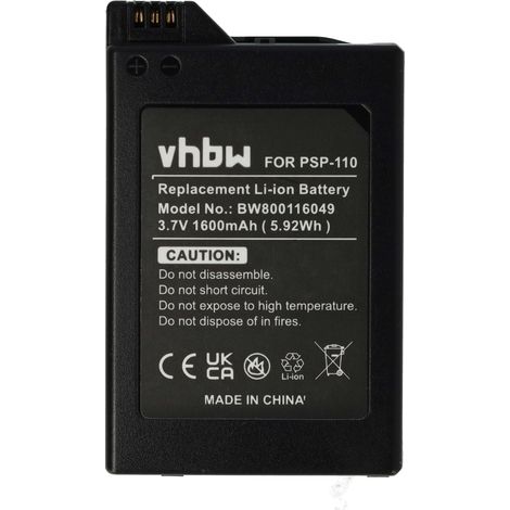 vhbw Akku kompatibel mit Sony Playstation Portable PSP-1006, PSP-1004 Spielekonsole (1600mAh, 3,6V, Li-Ion)