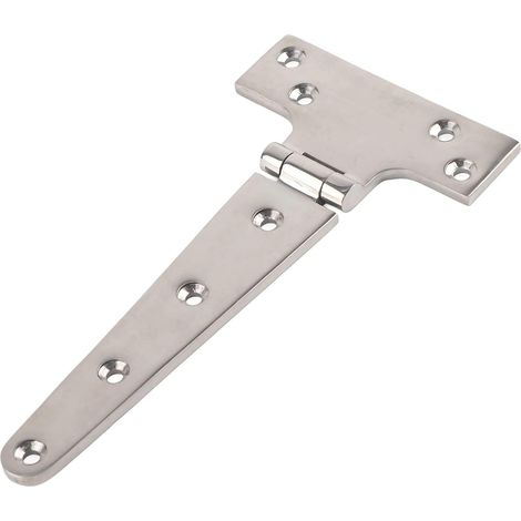 1 Charnière en T, Acier inoxydable 316, Surface polie miroir, Pour portes de jardin, abris, armoires (1/5)